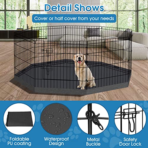 Artmalle Puppy Pet Playpen 8 Panel 24 Inch Indoor Outdoor Metal Portable Folding Animal Exercise Dog Fence Ideal for Pet Animals Dog Cat Rabbit Breed Puppy with Bottom Pad (Black with Bottom pad) - style: 24'' x 24'' with Bottom cover