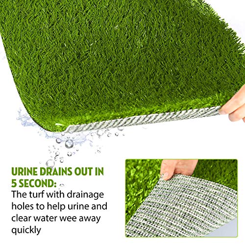 Dog Litter Box, Artificial Grass for Dogs Potty with Tray, Fake Grass Patch for Dogs Indoor and Outdoor Use, Puppy Training Pad, Best for Medium and Small Dog, by GPCT