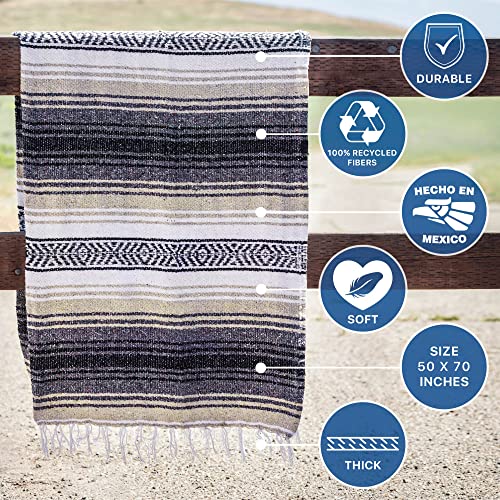 Benevolence LA Authentic Handwoven Mexican Blanket | Yoga Blankets, Outdoor, Picnic, Beach, Camping | Equestrian Saddle | Serape 50x70 inches - Sand, Pack of 1 - color: Sand