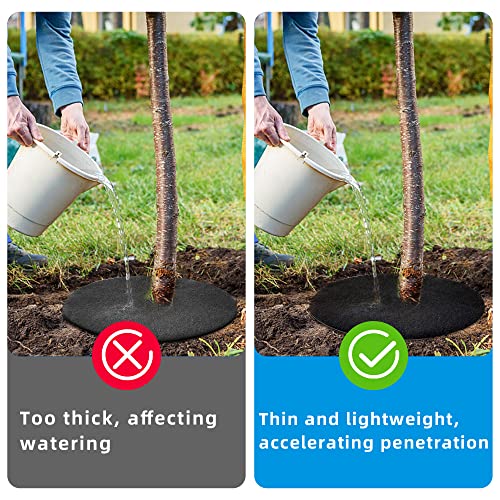 EBaokuup 6 Pack 28.3 Inch Non-Woven Tree Mulch Ring - Degradable Tree Protector Mat, Reusable Tree Weed Barrier Mat for Root Protection - size: 28.3 Inch