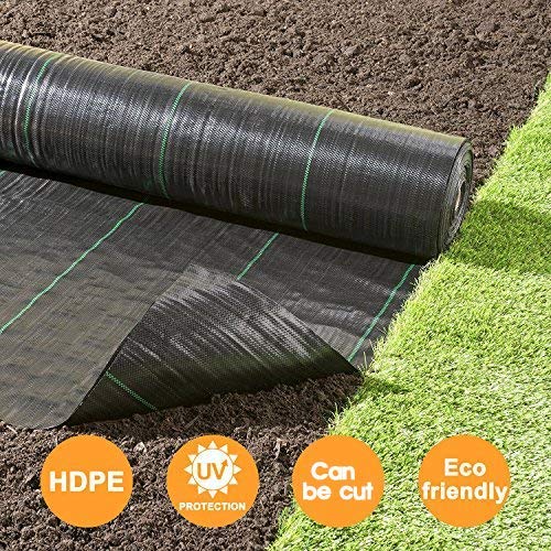 Goasis Lawn Weed Barrier Control Fabric Ground Cover Membrane Garden Landscape Driveway Weed Block Nonwoven Heavy Duty 125gsm Black,5FT x 250FT - size: 5FT x 250FT