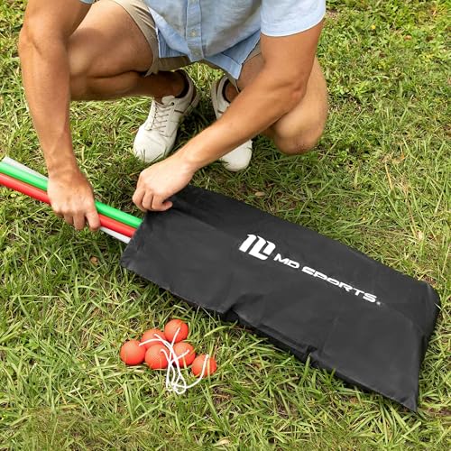 MD Sports Ladder Toss Game Set, Portable Foldable PVC with Weighted Base, Built-in Scoring, 2 Targets, 6 Bolos, Carry Bag, Perfect for Indoor Outdoor Gatherings