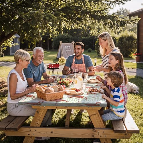 Fitted Waterproof Picnic Table Cover with Bench Covers Heavy Duty Elastic Outdoor Camping Tablecloth for 6 Foot Rectangle Tables Summer Rv Accessories Patio Garden Road Trip Essentials Gifts - color: Pink Flamingo, size: 72" x 30" (Rectangular)