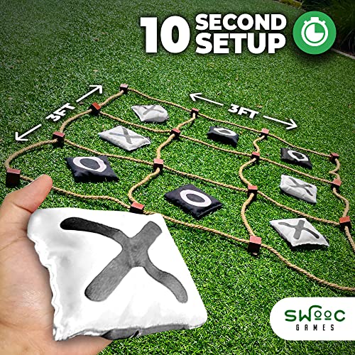 Swooc Games® - Giant Tic Tac Toe Game Outdoor (All Weather) | 3ft x 3ft | Instant Setup, No Assembly | Giant Outdoor Games for Adults and Family | Outside Toys | Large Lawn & Backyard Fun | Yard Game