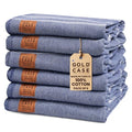 Gold CASE LYCIA Turkish Beach Towel Set of 6 – 100% Cotton Turkish Beach Towels Bulk 70 x 38'' – LYCIA Oversized, Quick Dry & Sand Free Beach Towel – Lightweight Towels Set in Navy Blue - color: Navy Blue, style: Beach-Bath Towel Set