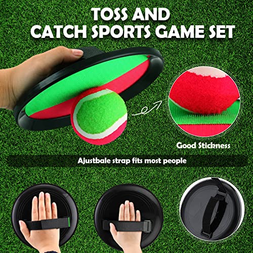 Charniol Kids Toys Toss and Catch Game Set Beach Game Outdoor Ball Sports Games Toss and Catch Ball Nylon Toys for Kids Adults (Pink, Green, Black,12 Paddles 6 Balls) - color: Pink, Green, Black
