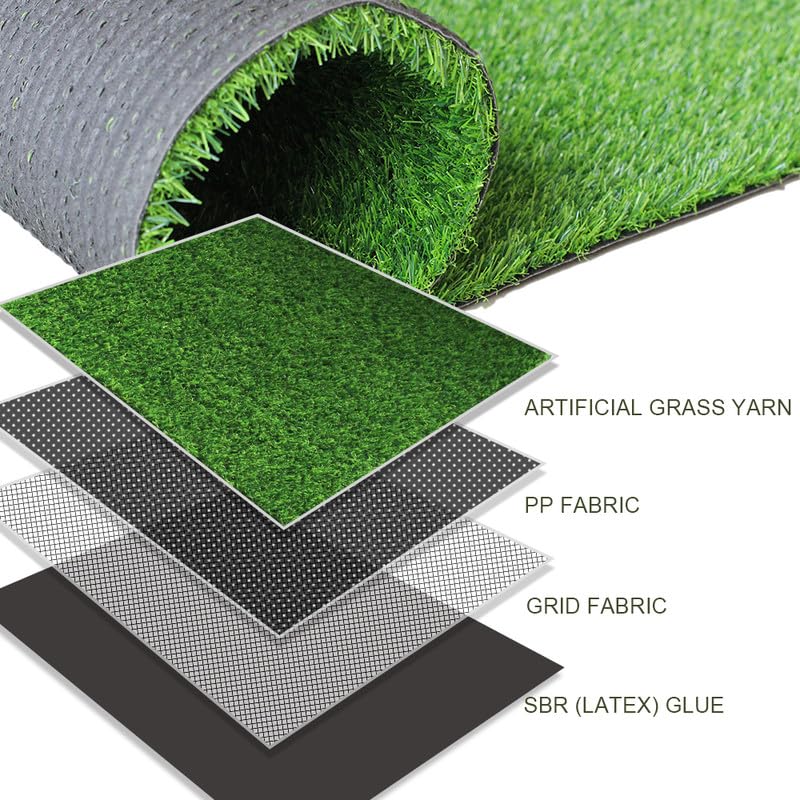 Petgrow Thick Artificial Grass3FTX18FT,0.7Inch Pile Height Green Soft Fake Faux Grass Turf Mat,Indoor Outdoor Garden Dogs Pet Synthetic Grass Carpet Doormat, Rubber Backed with Drainage Holes - size: 3FTX18FT