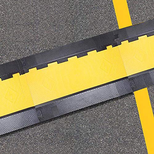 Reliancer 5 Channel Rubber Cable Protector Ramp Traffic Speed Bump 18000lbs Capacity Heavy Duty Cable Protective Cover Ramp Driveway Hose Cord Track Protector Wires Concealer w/Flip-Open Top Cover - size: 1 Pack 5-Channel