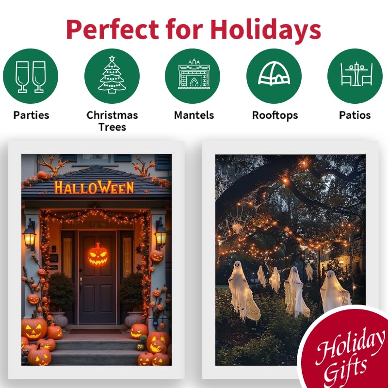 Orange Halloween Lights Battery Operated,2PK18Ft 50 LED Mini String with Timer 8 Modes Twinkle Light Outdoor Waterproof for Tree Garland Decor - color: Orange, size: 100 Count