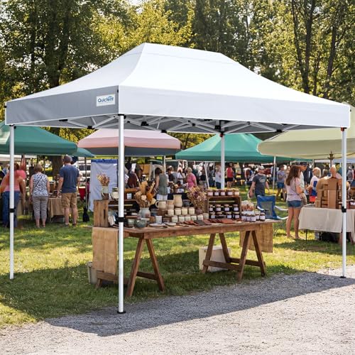 Quictent 10x15FT Heavy Duty Pop Up Canopy Tent, Commercial Easy up Portable Waterproof Shelter with Roller Bag for Outdoor Wedding Party Events Markets Gazebos - color: White, size: 10X15