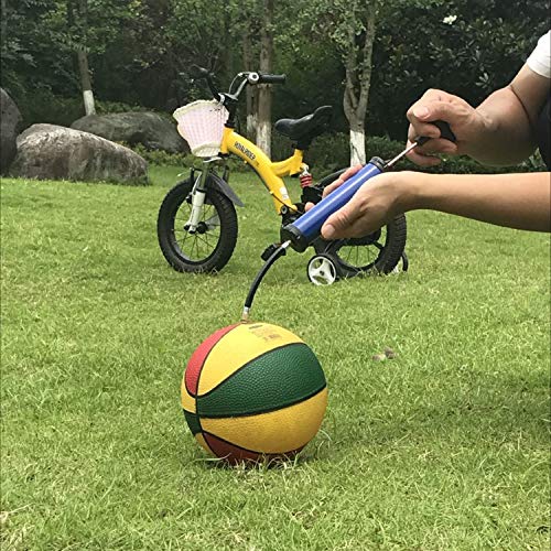 HDNNC Portable Ball Pump, Air Pump with 4 Needles 2 Nozzle 1 Extension Hose Great for Basketball Football Volleyball Soccer - style: Blue/Manual