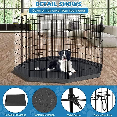 Peekaboo Dog Pen Pet Playpen Dog Fence Indoor Foldable Metal Wire Exercise Puppy Play Yard Pet Enclosure Indoor Outdoor 8 Panels 36 Inch with Bottom Pad/Top Cover(Black 36 Bottom Cover) - style: Playpen + bottom pad