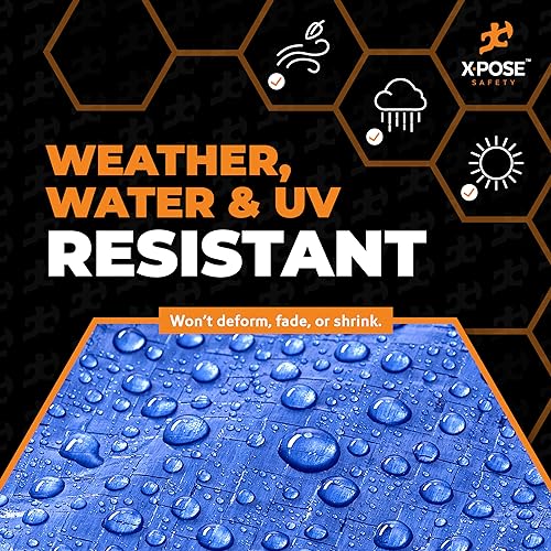 Better Blue Poly Tarp 12' x 25' - Multipurpose Protective Cover - Lightweight, Durable, Waterproof, Weather Proof - 5 Mil Thick Polyethylene - by Xpose Safety - color: Blue, size: 12 Feet x 25 Feet