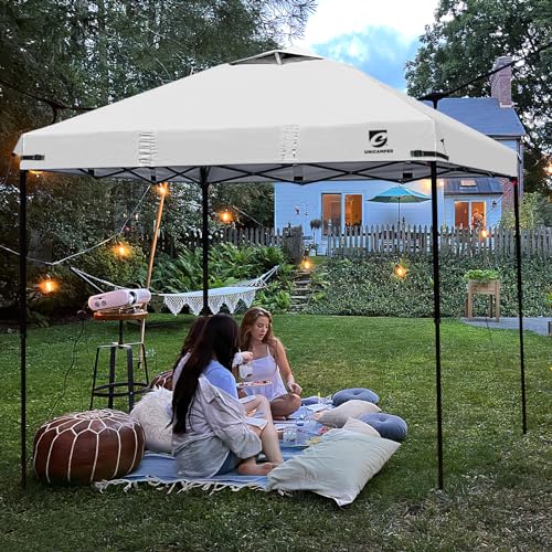 10x10 Pop Up Canopy Replacement Top Cover with Air Vent for Straight Leg Canopy Tent, Waterproof for Outdoor Garden Patio Camping Sun Shade (Grayish White) - color: Grayish White