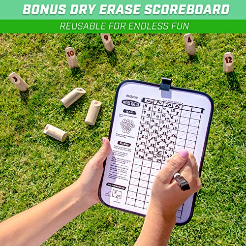 GoSports Skittle Scatter Numbered Block Toss Game with Scoreboard and Tote Bag
