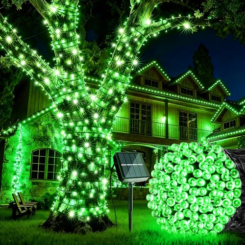 Joomer Green Solar String Lights, 39FT 100LED Solar Powered Outdoor Fairy Lights, Waterproof 8 Modes Twinkle String Light for Garden Patio Yard Tree Wedding Christmas Decor - color: Green