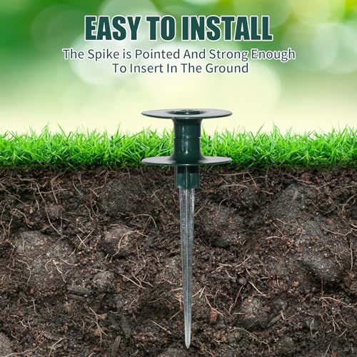 6 Pcs Garden Hose Guide on Spike, Guides Water Hoses Guide on Zinced Spike Hose Guard for Plant Protection Garden Hose Rust Sturdy Metal Stake Heavy Duty Dark Green Spin Top