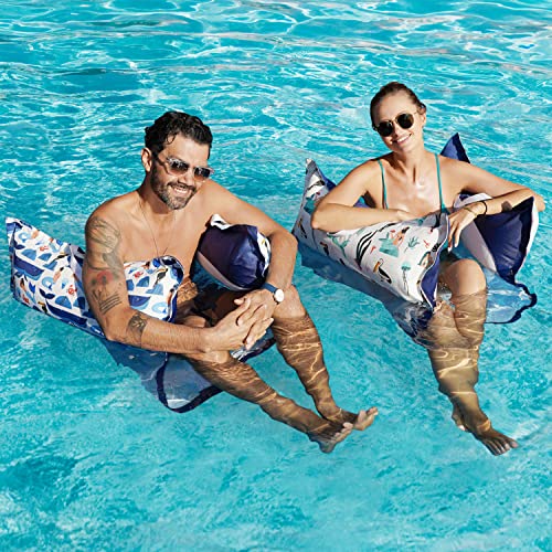 FindUWill 2-Pack Fabric Pool Floats, Inflatable Water Hammocks, XL Large Pool Float Lounger Chair for Adult - color: T-Green&Blue Mermaid