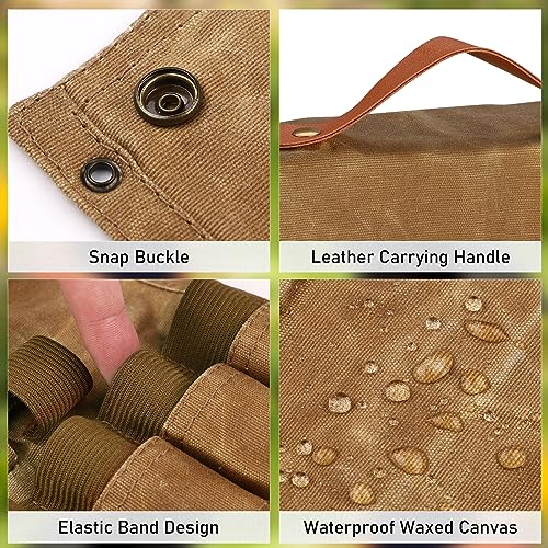 TOBWOLF Camping Spice Kit with 9 Jars, 2 Salt/Pepper Grinders, Portable Spice Bag, Foldable Canvas Seasoning Storage Bag Organizer, Mini Condiment Container Set for Outdoor Camping Picnic BBQ - Khaki - color: Khaki