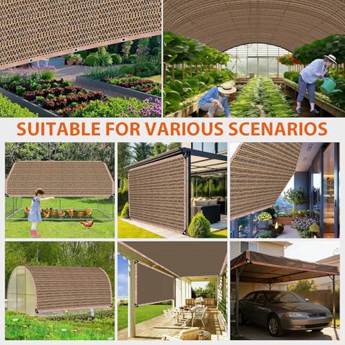 90% Sun Shade Cloth with Grommets, 5 x 10 FT Pergola Shade Cover Canopy, Mesh Tarp Sun Screens for Patio, Outdoor, Garden, Backyard, Mocha - color: Mocha, size: 5 x 10 FT
