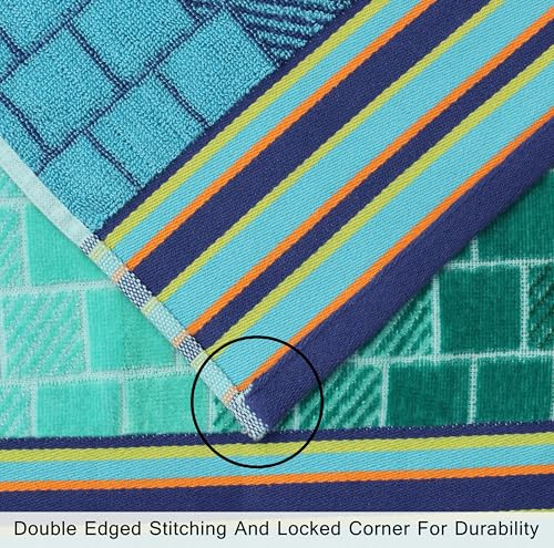 COTTON CRAFT Hooded Beach Towel – Oversized 39 x 68 Towel with Hood for Adults - 100% Cotton Velour Terry Jacquard Towel - Pool Bath Wrap - 450 GSM Soft Absorbent Quick Dry – Blue Tiles - color: Blue Tiles, size: 1 Pack - 39x68 Hooded