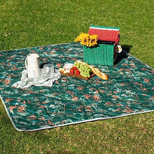 Shwally The Picnic Mat - Indoor/Outdoor Rug with Hand-Drawn Designs - Machine Washable, Water Resistant, Durable & Wipeable Material - Foldable & Easy to Carry - Large - style: Sunny Jungle