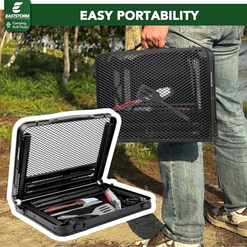E EASTSTORM Folding Picnic Table for Grill Outdoor Camping Table with Portable Mesh Bag, Compact & Foldable for Easy Storage - Great for Picnic, Garden, Patio, Dining, BBQ, Party, Market 2Ft - color: Black With Mesh Bag, size: Small 2Ft - 23.6"L x 15.8"W