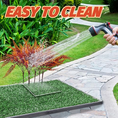 8Pcs Fake Grass Plants Pee Post for Dogs to Pee on, Guiding Male Dogs to Urine and Preventing Urine from Splashing Everywhere,Easy to Install and Clean(Persian Grass/Autumn) - color: Autumn Persian grass