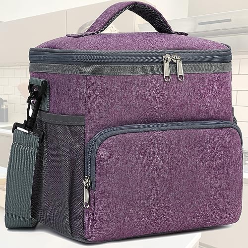 GYEUKHAM Unisex Insulated Lunch Bag, Purple, 10.2" x 7.5" x 9" - color: Purple