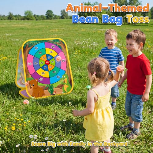 Bean Bag Toss Game for Kids - Cornhole Board Outdoor Toys for Toddlers -Party Activities Carnival Outside Yard Backyard Beach Lawn Games Toy for Kid Boys Girls Age 3 4 5 6 7 8 Year Old Birthday Gifts - style: Animal