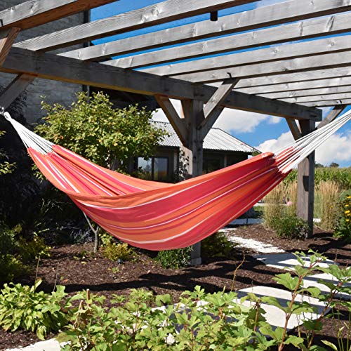 Vivere Brazilian Style Double Cotton Hammock with Polyester End Strings, 450 lb Weight Capacity (Mimosa) - color: Mimosa