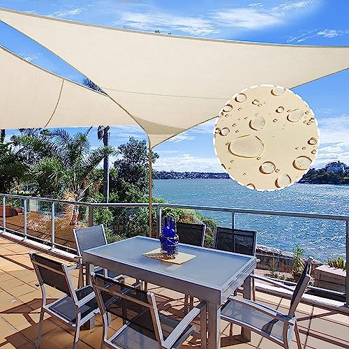 KALINCO Sun Shade Sail, Waterproof Shade Sail, 10'x10' x10' Triangle Sunscreen Awning Canopy, 95% UV Blocking Sun Shade Canopy with Free Rope for Outdoor Garden Patio Party Playground - size: 10'x10'x10'