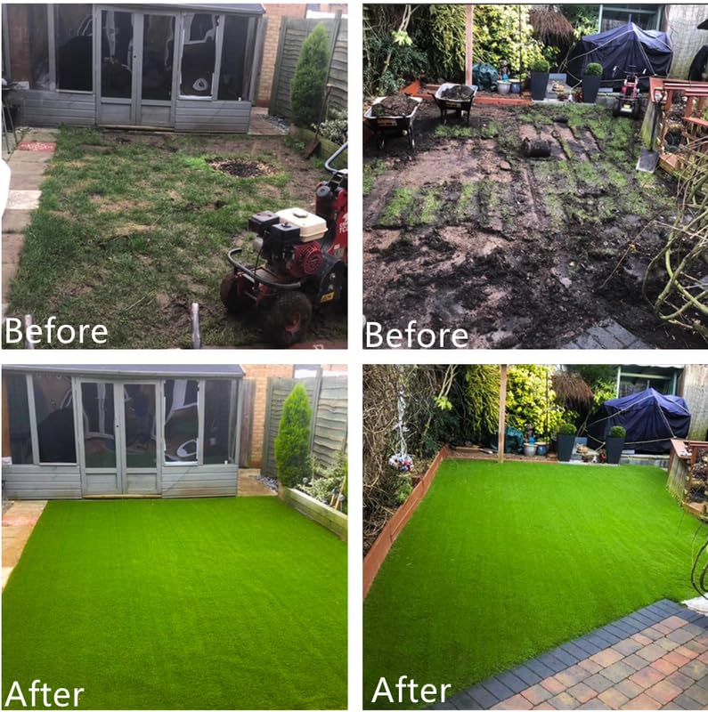 Petgrow Thick Artificial Grass 3 x 20ft,0.7Inch Pile Height Green Soft Fake Faux Grass Turf Mat,Indoor Outdoor Garden Dogs Pet Synthetic Grass Carpet Doormat, Rubber Backed with Drainage Holes - size: 3FTX20FT