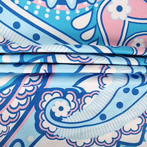 Violet Mist Blue Paisley Round Beach Blanket 60" Soft Microfibre Circular Beach Towel Throw with Fringe Large Sand Free Circle Beach Blanket with Tassels for Women Travel Swimming Pool Picnic Towel - color: Blue Paisley