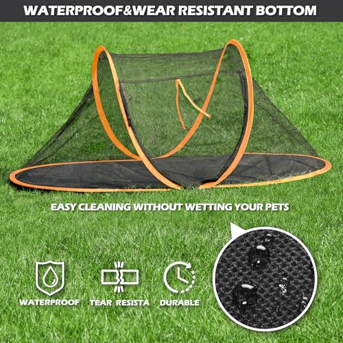 Cat Tent Outdoor, Pet Enclosure Tent Suitable for Cats and Small Animals, Indoor Playpen Portable Exercise Tent with Carry Bag(Orange) - color: Orange