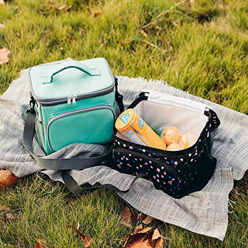 FlowFly Insulated Reusable Lunch Bag Adult Large Lunch Box for Women and Men with Adjustable Shoulder Strap,Front Zipper Pocket and Dual Large Mesh Side Pockets,Grey - color: Gray