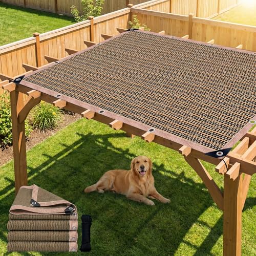 90% Outdoor Sun Shade Cloth, 8 x 10 FT Pergola Shade Cover with Grommets, Privacy Screen Sunshades for Patio Garden Backyard Plant, Mocha - color: Mocha, size: 8 x 10 FT