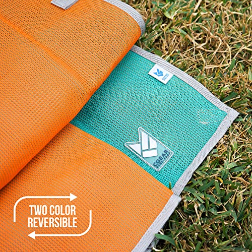 CGEAR Original Sand-Free Outdoor Camping Mat – Beach, Picnic & Camping Ground Mat with Carry Pouch - color: Orange/Agave, size: 8' x 8' (Square)