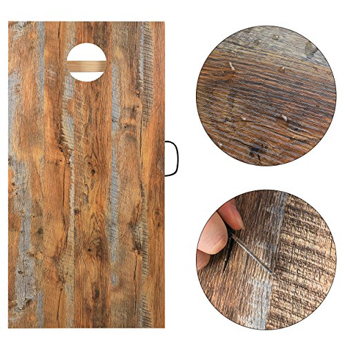 Solid Wood Premium Corn Hole Outdoor Game Set, 2 Regulation and Waterproof Cornhole Game Boards, with 8 Toss Bags, Perfect for Outdoor Indoor - style: Camphorwood Printed