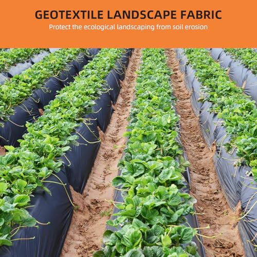 Towallmark Geotextile Landscape, 4ft x 100ft & 6oz Geotextile Fabric, PP Drainage 350N Tensile Strength & 440N Load Capacity, for Driveway & Road Stabilizationr, Erosion Control, French Drains - size: 4ft x 100ft & 6oz