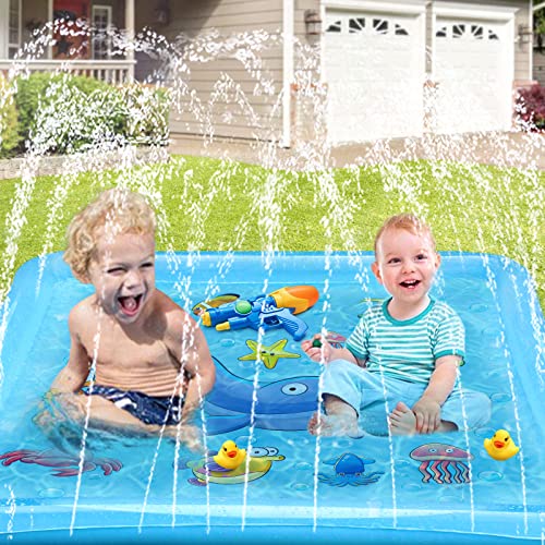 Growsland Splash Pad for Toddlers, Outdoor Sprinkler for Kids, 67" Summer Water Toys Inflatable Wading Baby Pool Fun Gifts for 3 4 5 6 7 8 9 Years Old Boy Girl Backyard Garden Lawn Outdoor Games - style: 67''Square