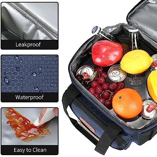 Tactical Lunch Box for Men- Large Insulated Lunch Bag-Expandable Adult Lunch Box with Adjustable Shoulder Strap-Large Lunch Tote Bag for Work Camping Fishing (Dark Blue) - color: Dark Blue