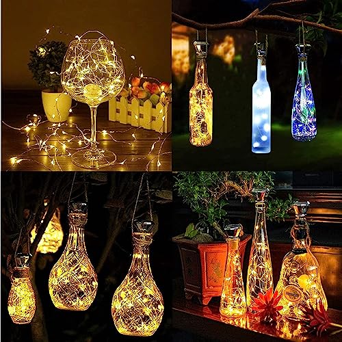 Upgraded 12 Pack Diamond Solar Wine Bottle Lights, 20 LEDs Waterproof Copper Light, Bottle Light Fairy Cork String Lights for Yard Patio Decor, DIY Birthday Gift for Mom Grandma Friend(3 Colors) - color: 3 Colors (Diamond Shaped), size: 12 Pack