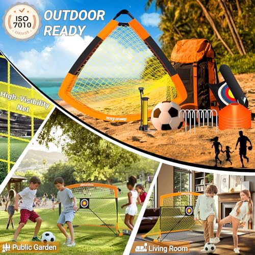 Dimples Excel Soccer Goals Kids Net for Backyard 7x5, 5x3.6, 4x3, 3x2.2 FT - style: 7x5 FT, 2 Set