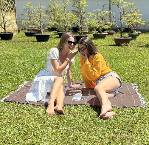 Utopia Towels Pack of 2 Turkish Beach Towel (40x72 Inches), Oversized 100% Cotton Sand Free Lightweight Absorbent Quick-Dry Beach Blanket, Extra Large Turkish Bath Towels for Travel (Brown) - color: Brown, size: Pack of 2