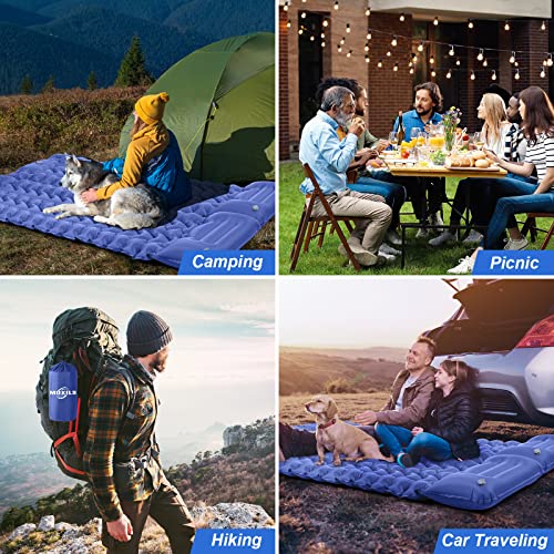 MOXILS Sleeping Pad, Ultralight Inflatable Sleeping Pad for Camping, Built-in Pump, Ultimate for Camping, Hiking, Airpad, Carry Bag, Repair Kit, Compact & Lightweight Air Mattress(Blue) - color: Blue