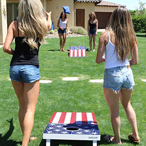 GoSports 4 x 2 ft Flag Series Wood Cornhole Sets – American Flag or State Flags – Includes 2 Regulation Size Boards, 8 Bean Bags, Carrying Case and Rules - style: American Flag