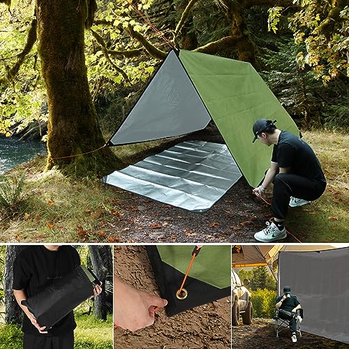 RedSwing Heavy Duty Survival Blanket, Waterproof Emergency Thermal Tarp, Multipurpose Reflective Insulated All Weather Blankets for Camping Hiking, Green,11.8 x 8.5 ft - color: Green 142''x102''