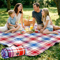 Doonly Picnic Blanket, 78" x 78" Large Waterproof Sandproof Beach Blanket, Foldable Outdoor Blanket Picnic Mat for Beach, Camping, Park, Grass, Lawn, Travel (Blue/Red/White) - color: Blue/Red/White