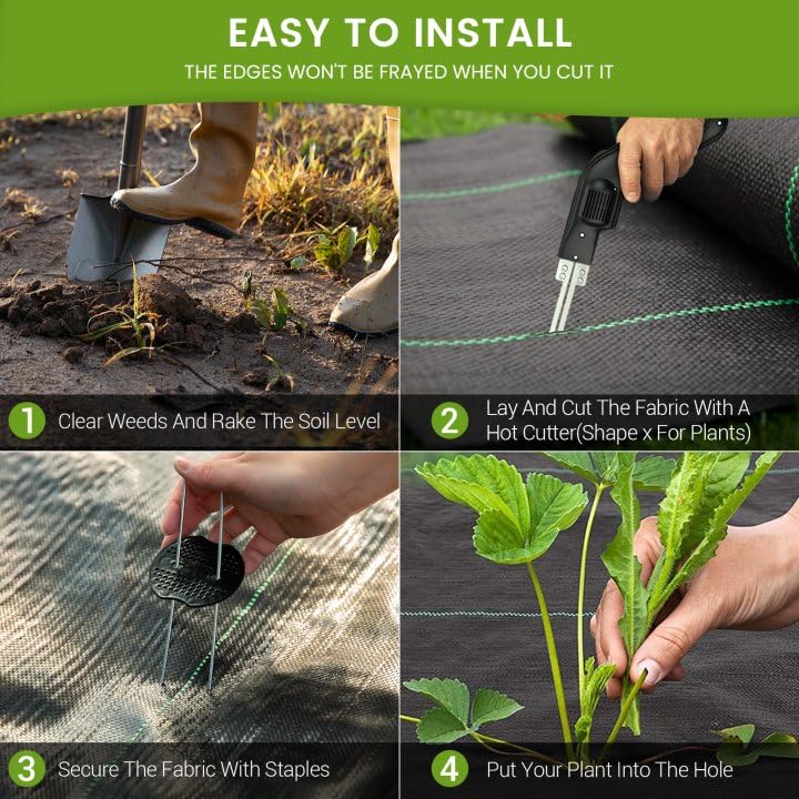 4FT x 300FT Weed Barrier Landscape Fabric Heavy Duty, 3.2oz Gardening Weed Control Mat, Ground Cover Weed Block Gardening Mat, Woven Garden Cloth for Underlayment, Commercial Driveway Fabric - size: 3.2oz-4ft×300ft